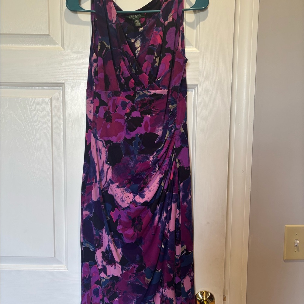 Ralph Lauren Purple Floral Midi Dress